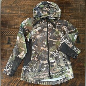 Ladies UNDER ARMOUR REALTREE CAMO Fitted Hooded Top Full Zip Jacket Size Small